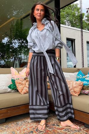 Bloc Stripe Wide Leg Pant Black & Storm